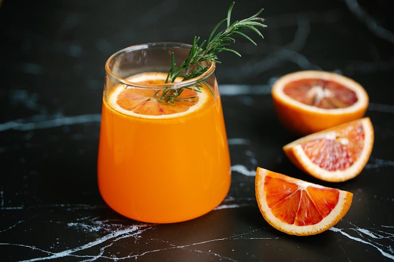 Italian blood orange soda in a glass